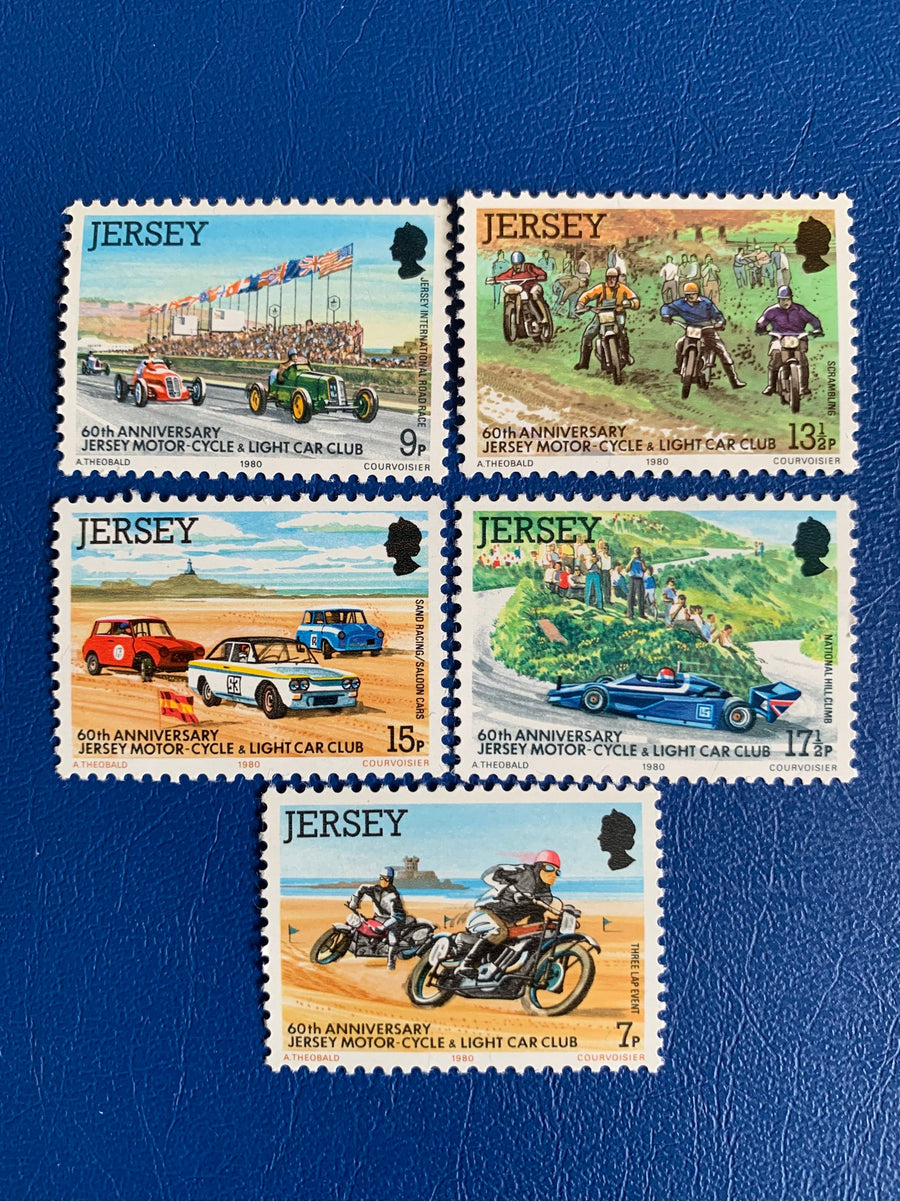 Jersey - Original Vintage Postage Stamps - 1980 60th Anniversary Motorcycle & Light Car Club - for the collector, artist or crafter