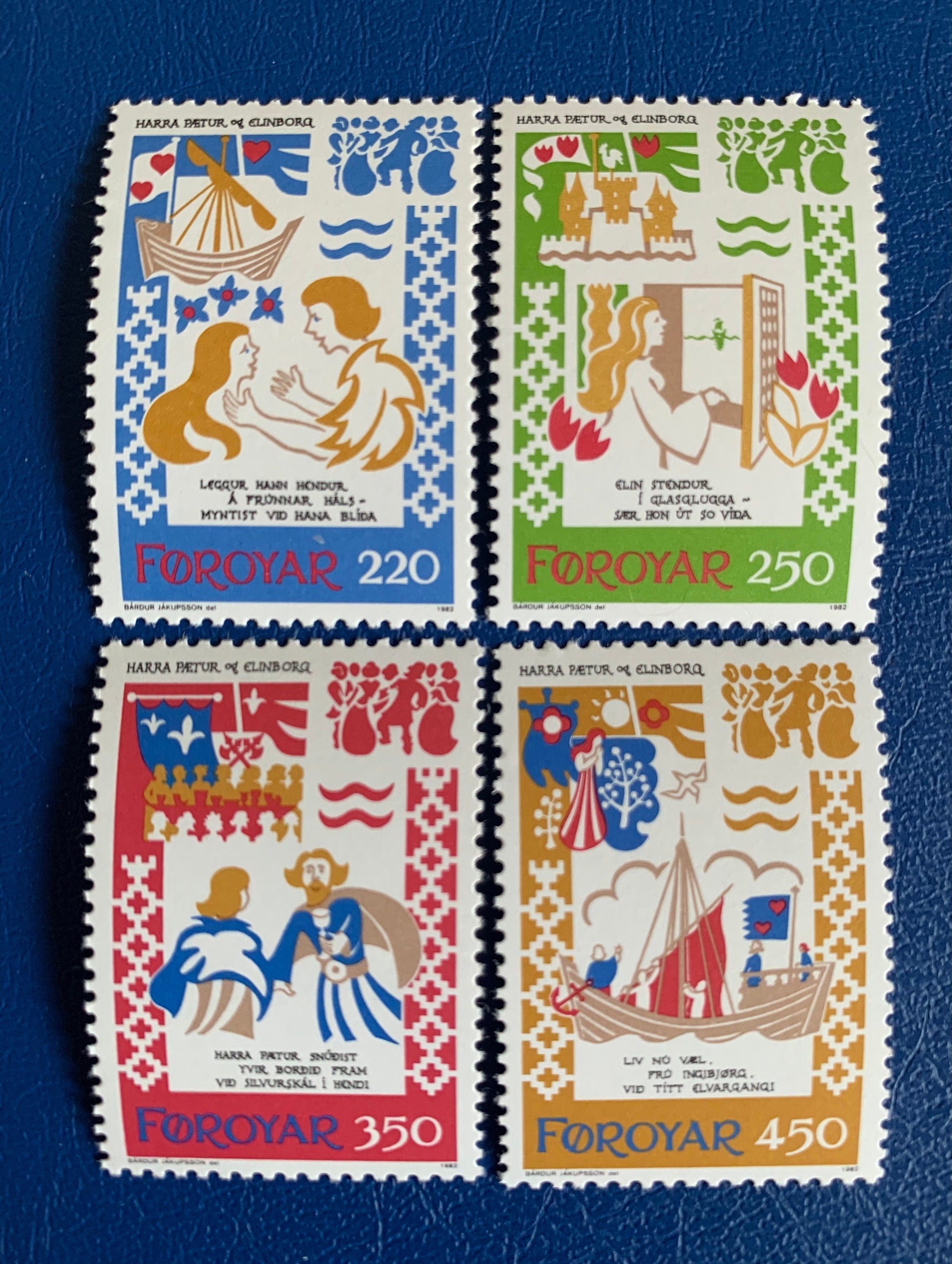 Faroe Islands- Original Vintage Postage Stamps- 1982 Medieval Dances ...