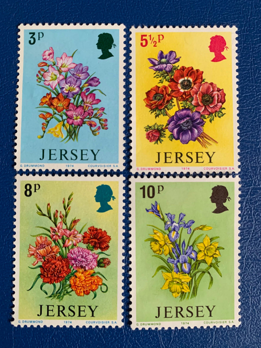 Jersey - Original Vintage Postage Stamps - 1974 Spring Flowers of Jersey - for the collector, artist or crafter