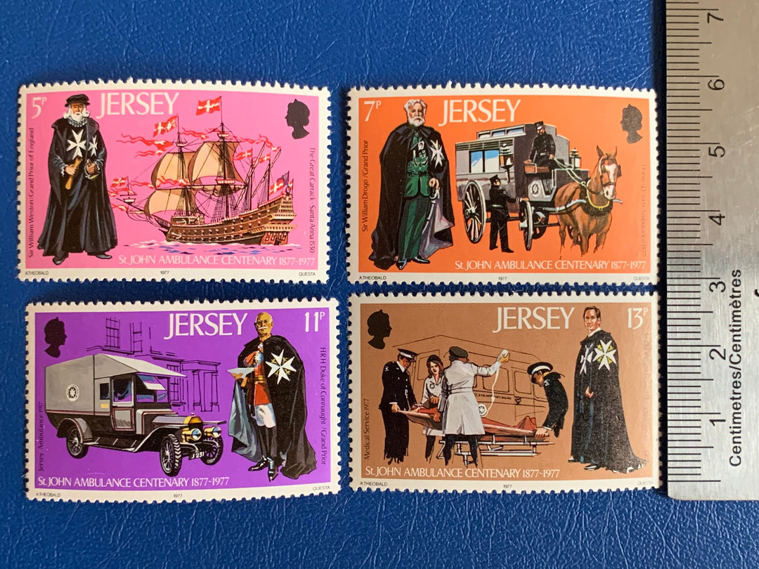 Jersey - Original Vintage Postage Stamps - 1977 St John’s Ambulance- for the collector, artist or crafter