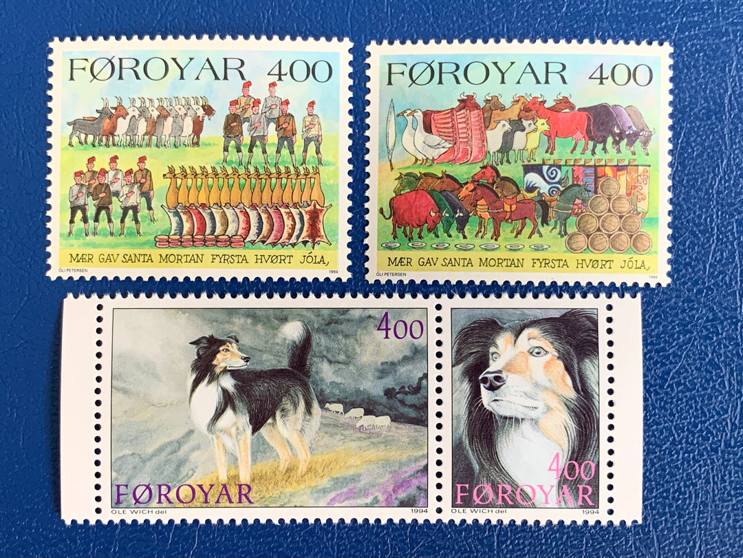 Faroe Islands- Original Vintage Postage Stamps- 1994 Faroese Sheepdog & End of Winter - for the collector, artist or crafter