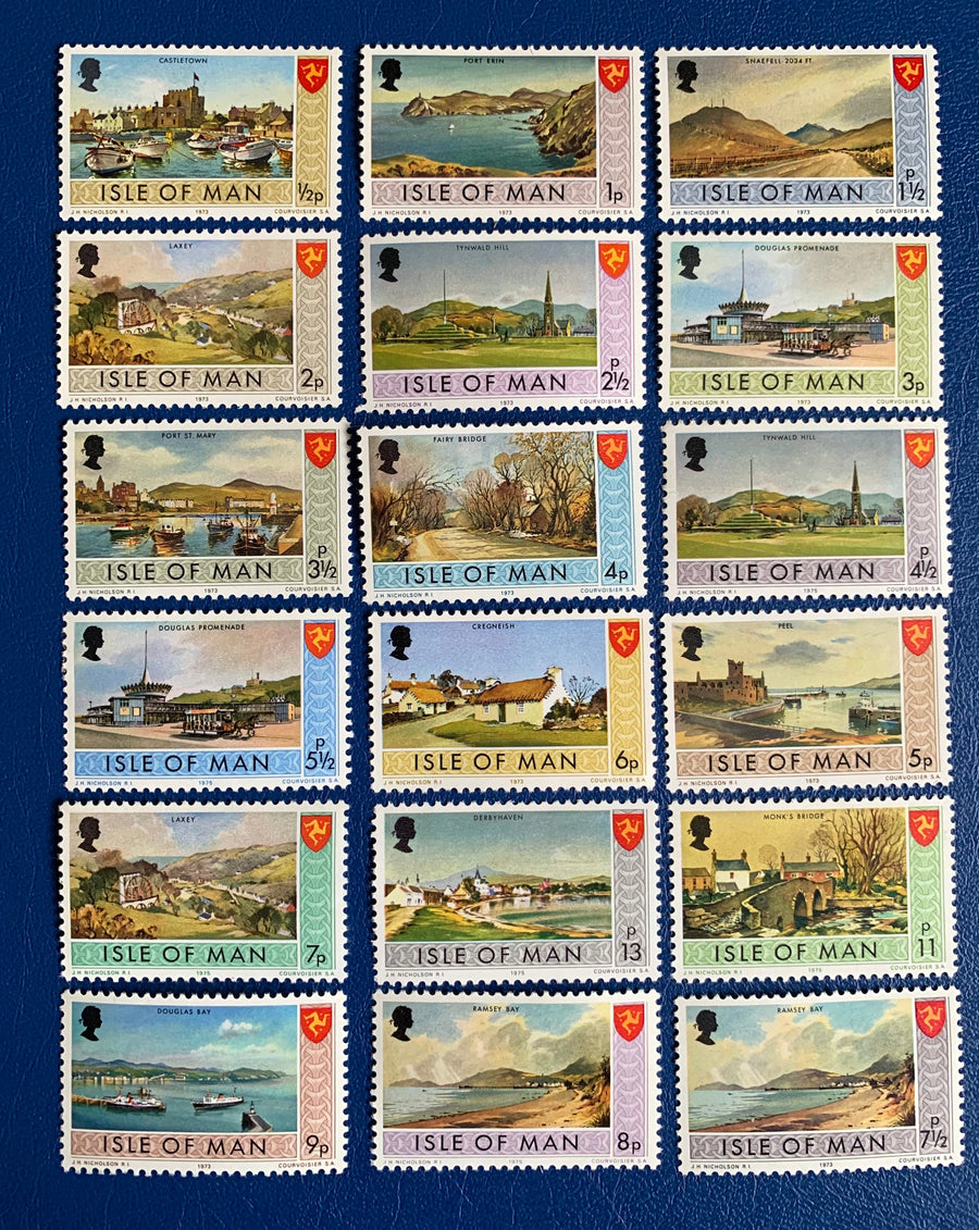 Isle of Man - Original Vintage Postage Stamps - 1973-74 Scenes - for the collector, artist or crafter
