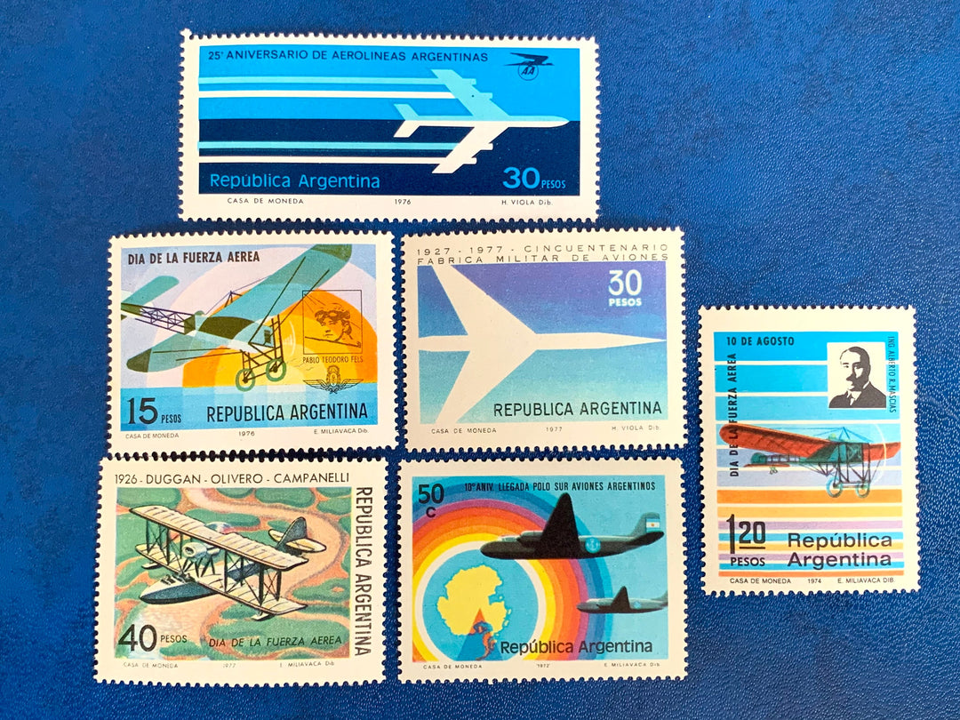 Argentina - Original Vintage Postage Stamps- 1974-77 Aviation - for the collector, artist or crafter - scrapbooks, decoupage, collage