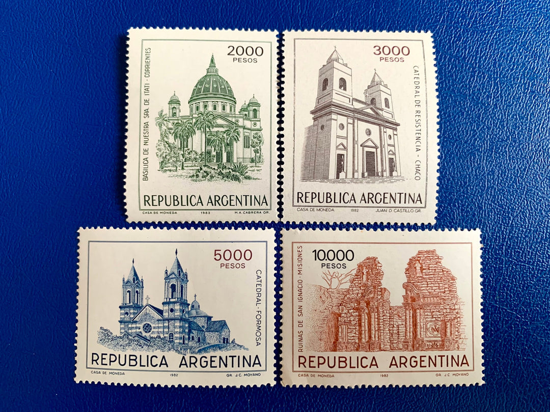 Argentina - Original Vintage Postage Stamps- 1982 Churches & Cathedrals - for the collector, artist or crafter