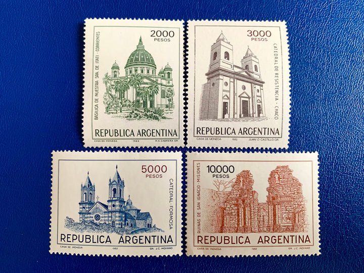 Argentina - Original Vintage Postage Stamps- 1982 Churches & Cathedrals - for the collector, artist or crafter