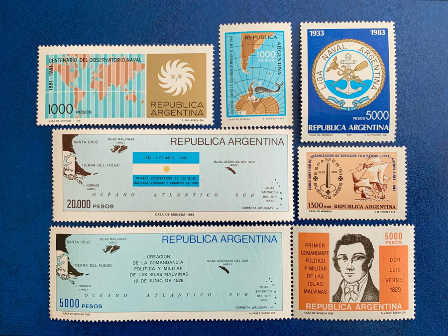 Argentina - Original Vintage Postage Stamps- 1981-83 Maps & Naval Themes (details in description)- for the collector, artist or crafter