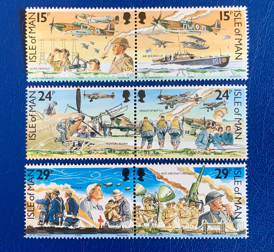Isle of Man - Original Vintage Postage Stamps - 1990 - 50th Anniversary Battle of Britain - for the collector, artist or crafter