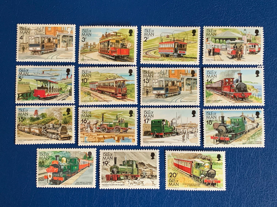 Isle of Man - Original Vintage Postage Stamps - 1988-92- Manx Rail and Tramways - for the collector, artist or crafter