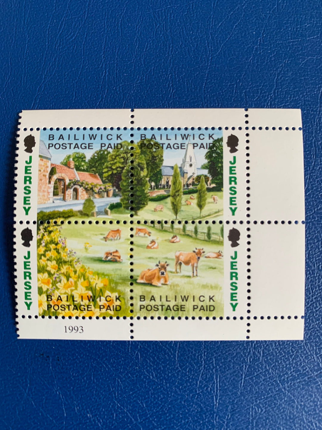 Post Stamp Ridge Jersey - Original Vintage Postage Stamps - 1993 Booklet Panes - On the ...