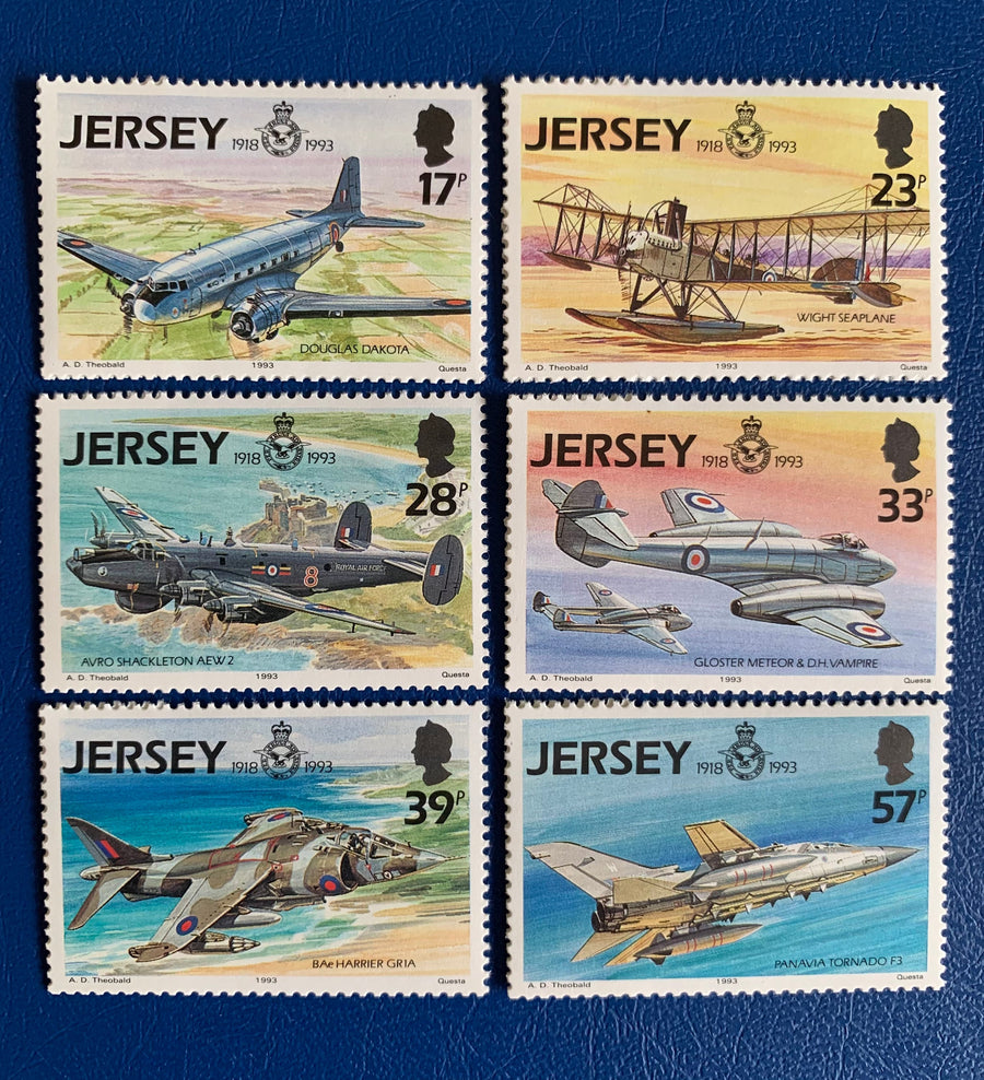 Jersey - Original Vintage Postage Stamps - 1993 75th Anniversary Royal Air Force- for the collector, artist or crafter