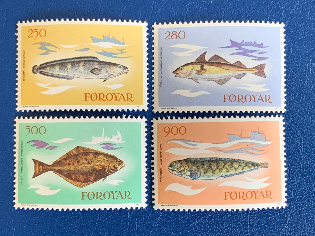 Faroe Islands- Original Vintage Postage Stamps- 1983 Fish - for the collector, artist or crafter