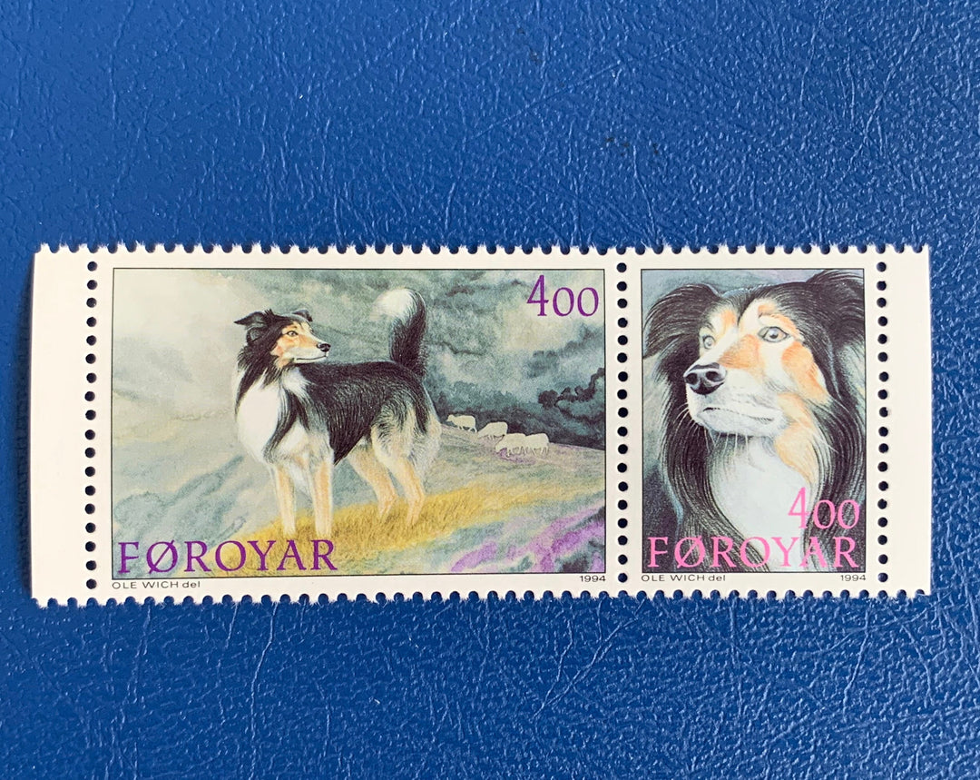 Faroe Islands- Original Vintage Postage Stamps- 1994 Faroese Sheepdog & End of Winter - for the collector, artist or crafter