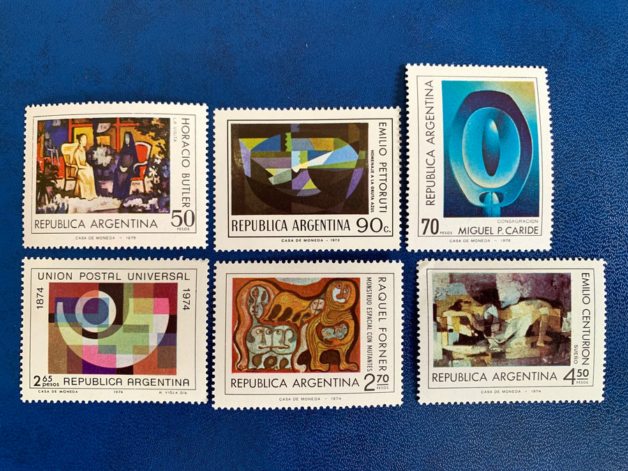 Argentina - Original Vintage Postage Stamps- 1973 Modern Art- for the collector, artist or crafter - scrapbooks, decoupage, collage