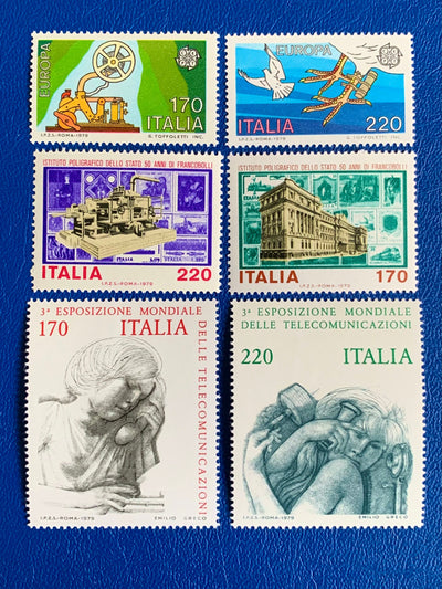 Italy - Original Vintage Postage Stamps- 1979 -  Postal history, Polygraph & telecommunications - for the collector, artist and crafter