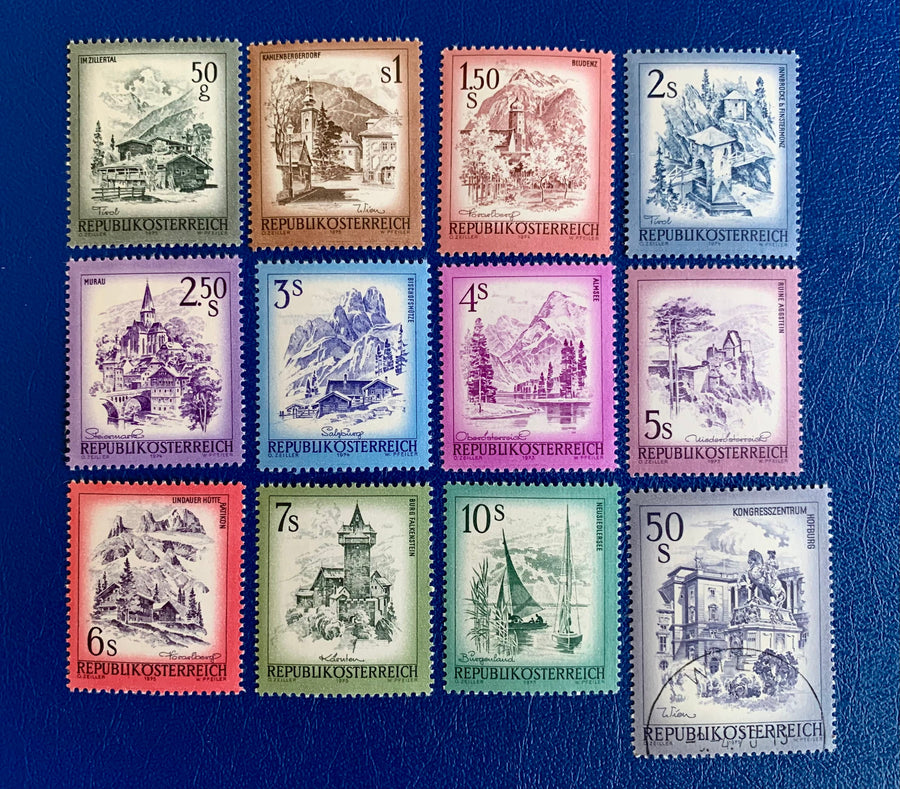 Austria - Original Vintage Postage Stamps - 1973/75 BeautifulAustria - for the collector, artist or crafter - scrapbooks, decoupage