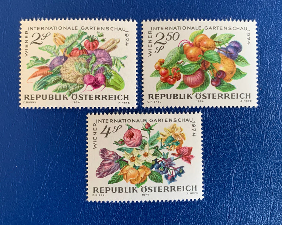Austria - Original Vintage Postage Stamps - 1974 Garden Show - for the collector, artist or crafter - scrapbooks, decoupage