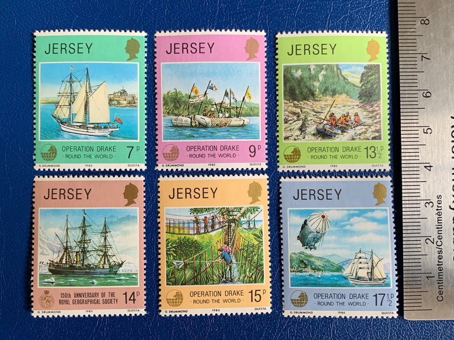 Jersey - Original Vintage Postage Stamps - 1980 - Operation Drake - for the collector, artist or crafter