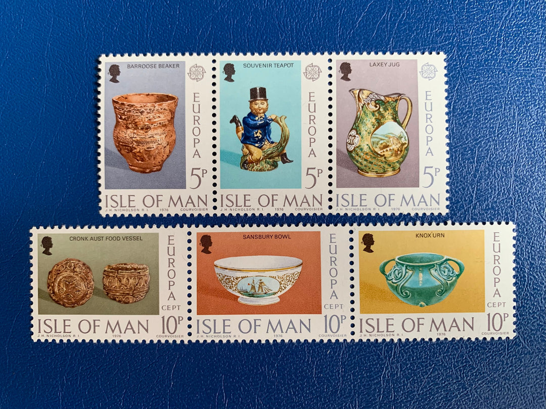 Isle of Man - Original Vintage Postage Stamps - 1976 - Manx Ceramic Art - for the collector, artist or crafter