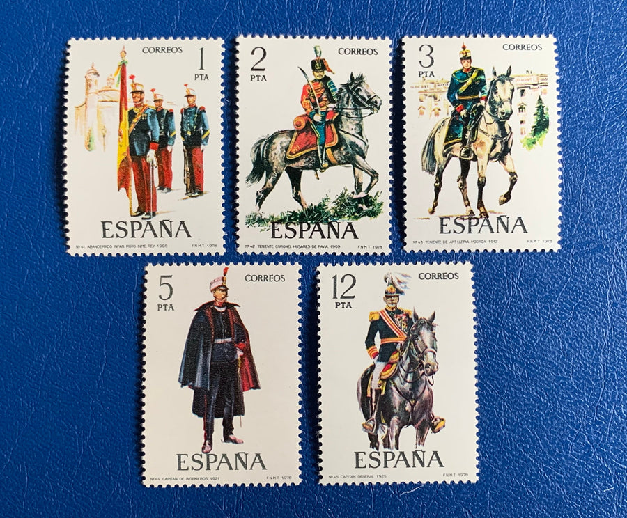 Spain - Original Vintage Postage Stamps- 1978 - Military Uniforms  - for the collector, artist or crafter - scrapbooks, journals