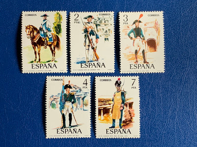 Spain - Original Vintage Postage Stamps- 1975 - Military Uniforms  - for the collector, artist or crafter - scrapbooks, journals