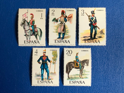 Spain - Original Vintage Postage Stamps- 1977 - Military Uniforms  - for the collector, artist or crafter - scrapbooks, journals