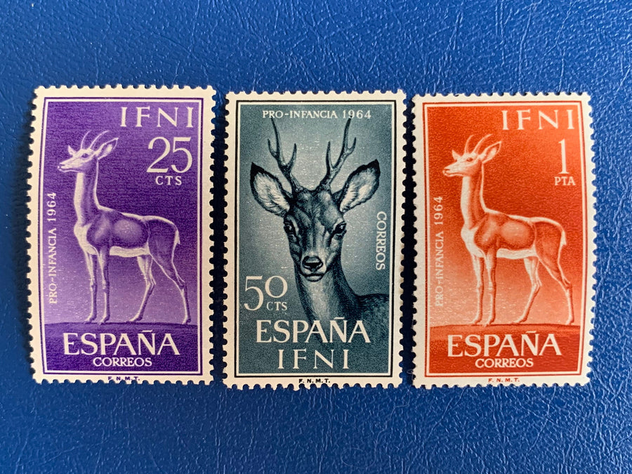 Spanish Ifni- Original Vintage Postage Stamps- 1964 - Fauna Pro Children - for the collector, artist or crafter
