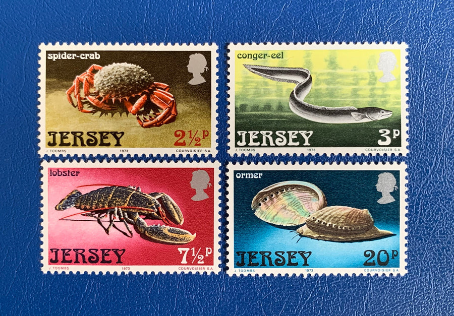 Jersey - Original Vintage Postage Stamps - 1973 - Sea Creatures - for the collector, artist or crafter