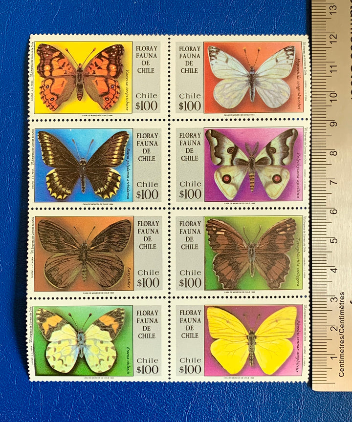 Chile - Original Vintage Postage Stamps- 1994 Butterflies of Chile Stamp Sheet- for the collector, artist or crafter