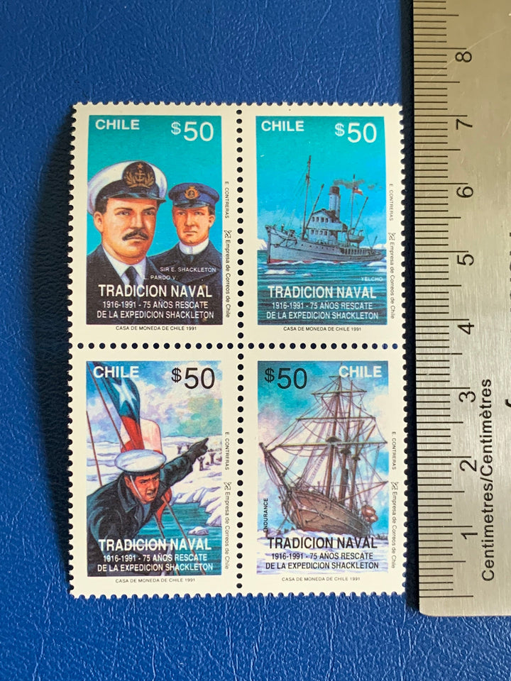 Chile - Original Vintage Postage Stamps- 1991 - Naval History - for the collector, artist or crafter