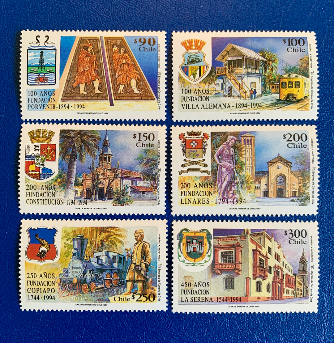 Chile - Original Vintage Postage Stamps- 1994 - Chilean Cities - for the collector, artist or crafter