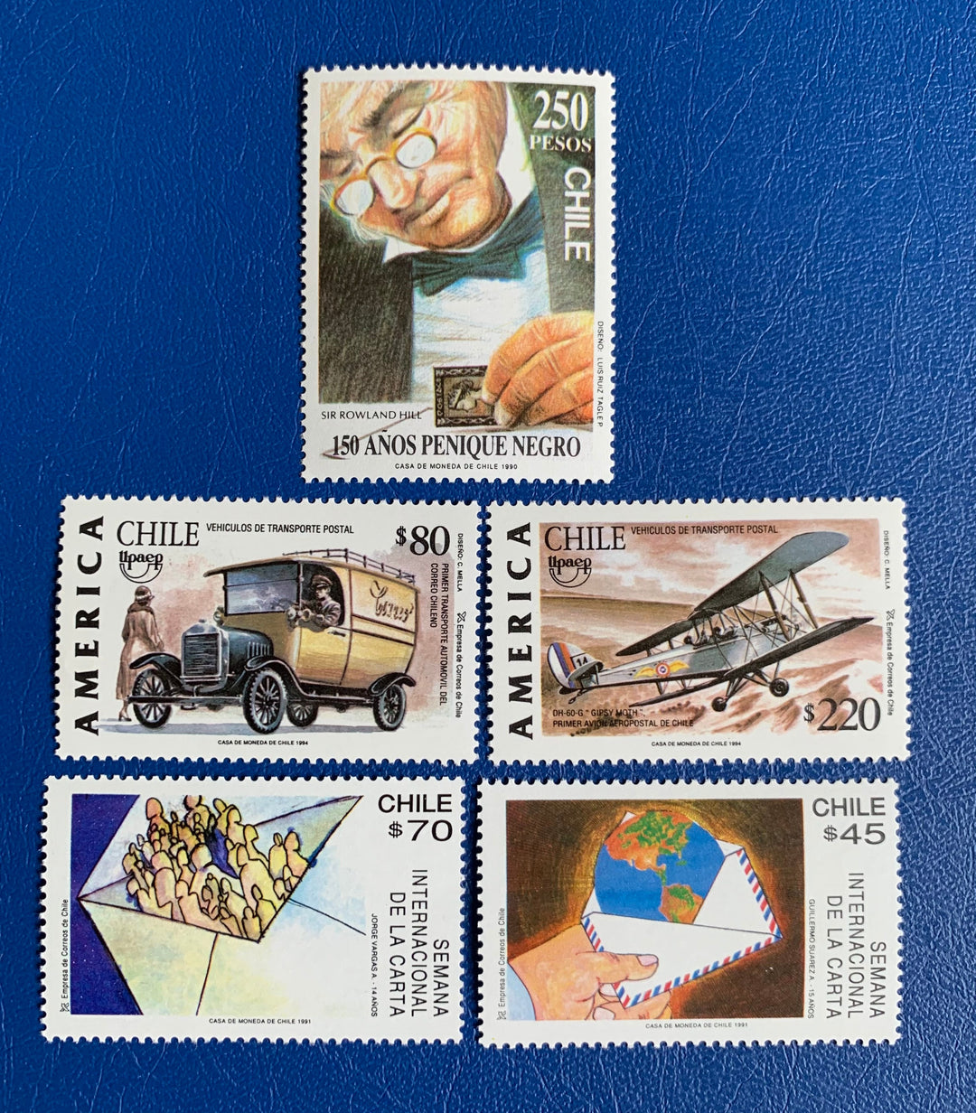 Chile - Original Vintage Postage Stamps- 1990-94 Postal History - for the collector, artist or crafter
