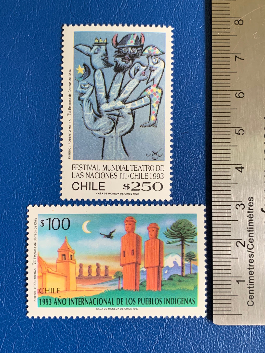 Chile - Original Vintage Postage Stamps- 1993 Endangered Species, Intl Year of Indigenous Peoples, Folk Festival