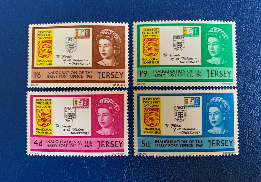 Jersey - Original Vintage Postage Stamps - 1969 Inauguration of First Post Office - for the collector, artist or crafter