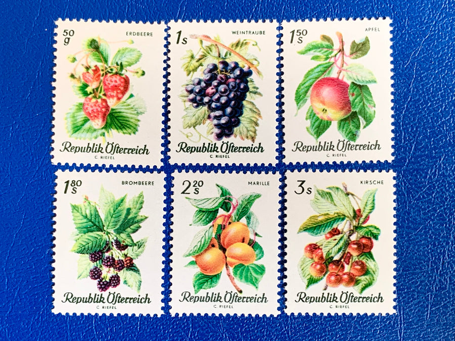 Austria - Original Vintage Postage Stamps - 1966 Fruits - for the collector, artist or crafter - scrapbooks, journals, decoupage