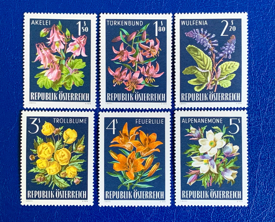 Austria - Original Vintage Postage Stamps - 1966 Flowers - for the collector, artist or crafter - scrapbooks, decoupage
