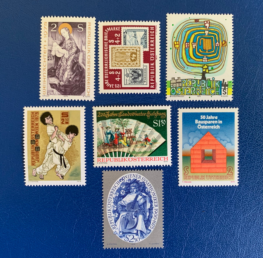 Austria - Original Vintage Postage Stamps - 1975 Mix- for the collector, artist or crafter - scrapbooks, decoupage, journals