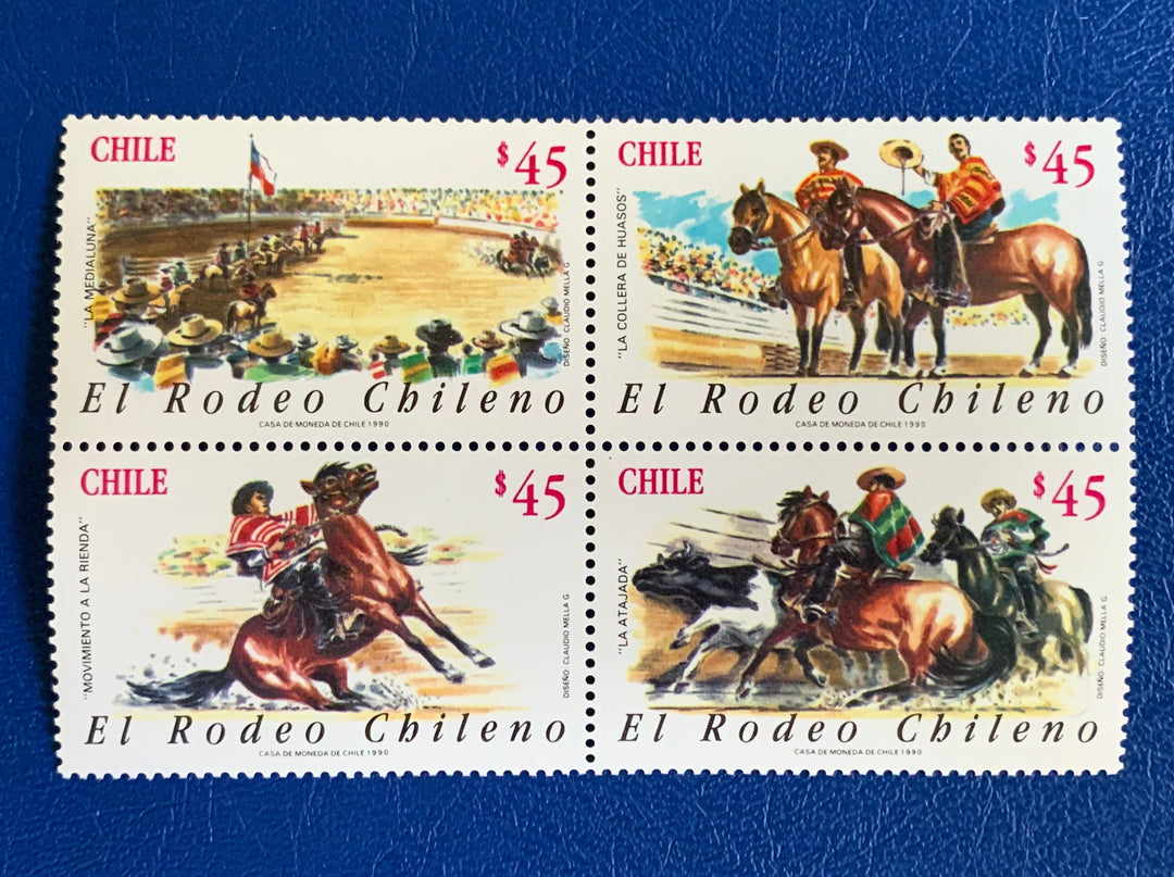 Chile - Original Vintage Postage Stamps- 1990 Chilean Rodeo - for the collector, artist or crafter