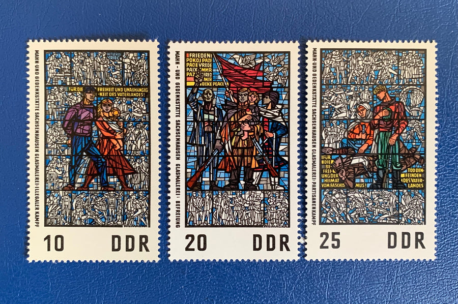 Germany (DDR) - Original Vintage Postage Stamps- 1968 Sachsenhausen Stained Glass - for the collector, artist or crafter