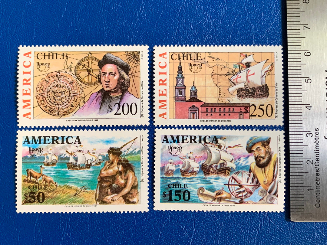 Chile - Original Vintage Postage Stamps- 1991/92 Discovery of America by Europeans - for the collector, artist or crafter