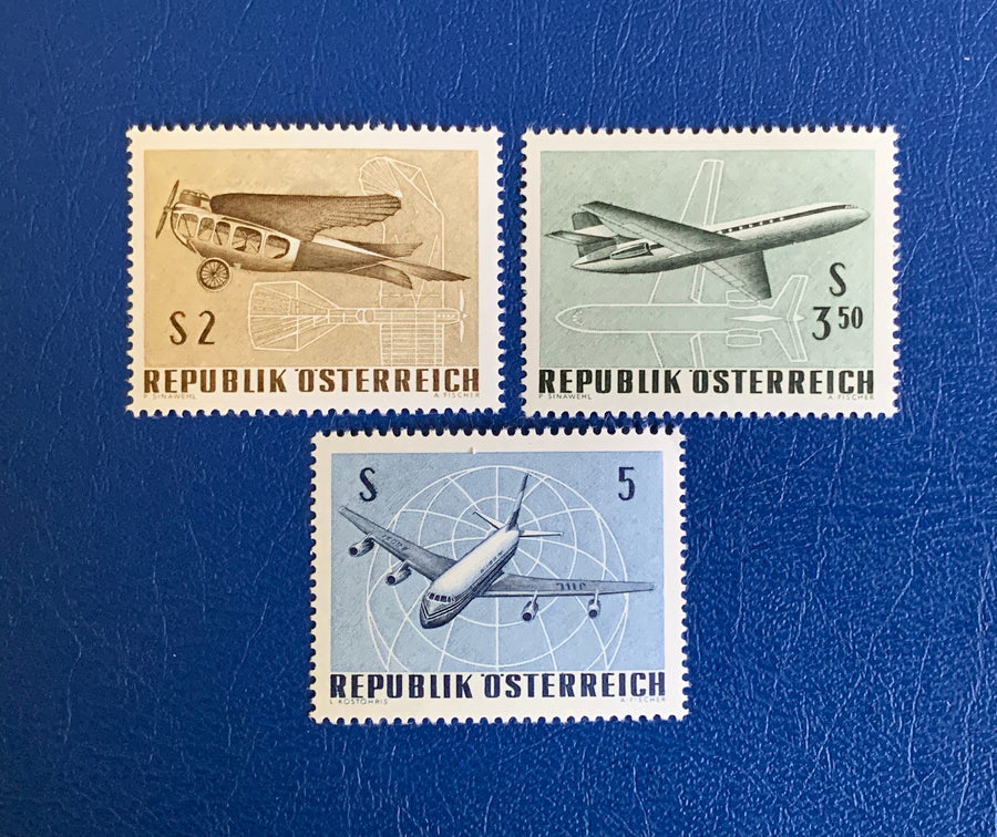 Austria - Original Vintage Postage Stamps - 1968 History of Airplanes - for the collector, artist or crafter - scrapbooks, decoupage