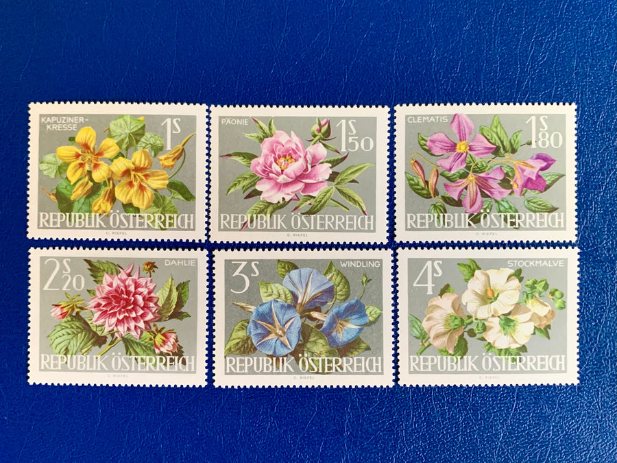 Austria - Original Vintage Postage Stamps - 1964 Flowers  - for the collector, artist or crafter - scrapbooks, decoupage