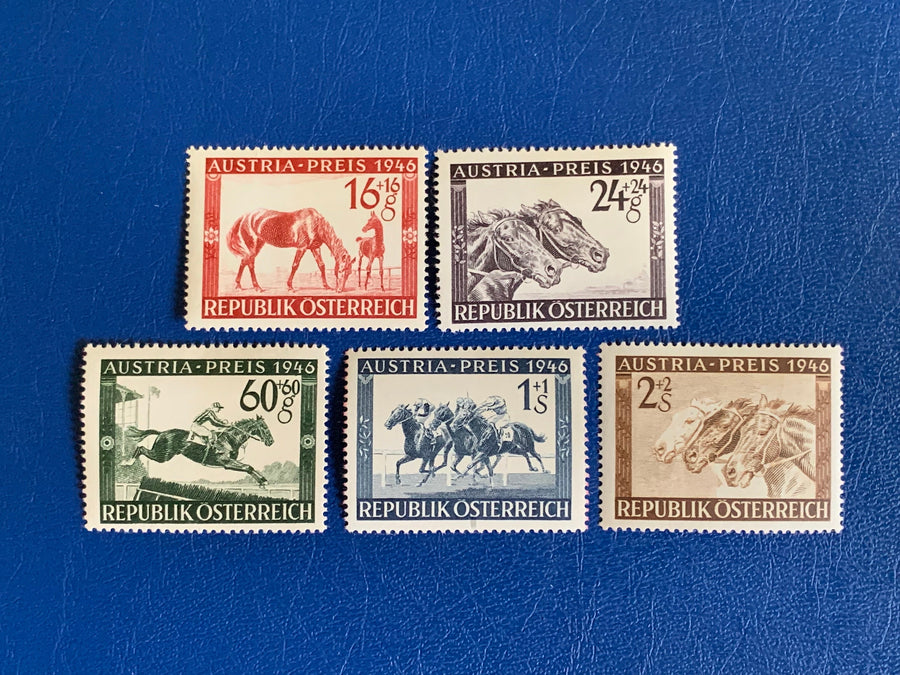 Austria - Original Vintage Postage Stamps - 1946 Horse racing - for the collector, artist or crafter - scrapbooks, decoupage