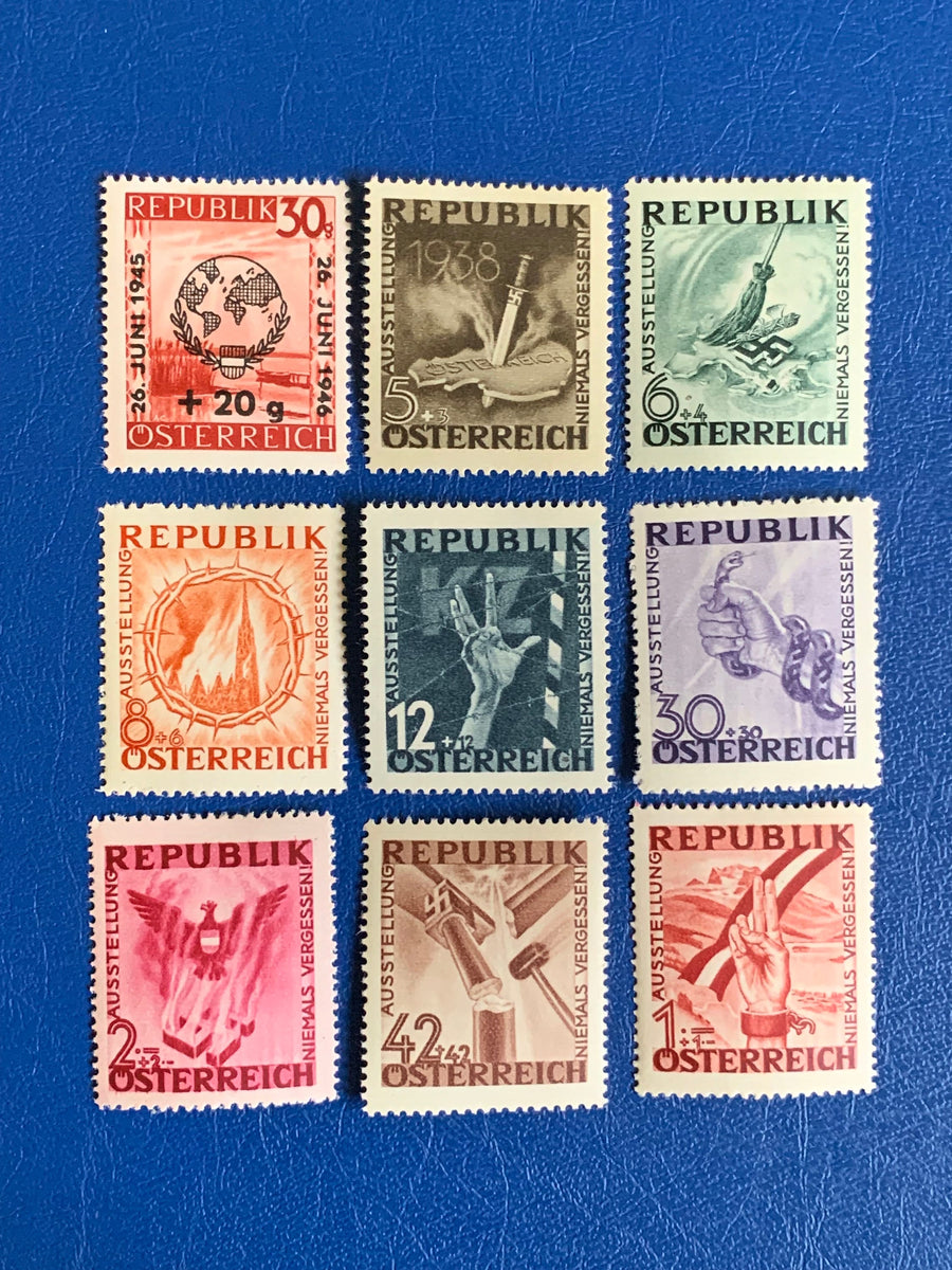 Austria - Original Vintage Postage Stamps - 1946 Ending Fascism & UN - for the collector, artist or crafter - scrapbooks, decoupage