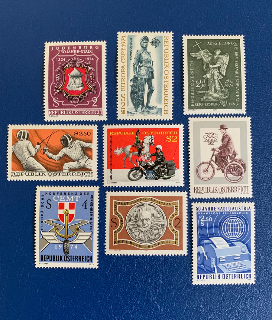 Austria - Original Vintage Postage Stamps - 1974 Mix- for the collector, artist or crafter - scrapbooks, decoupage, journals