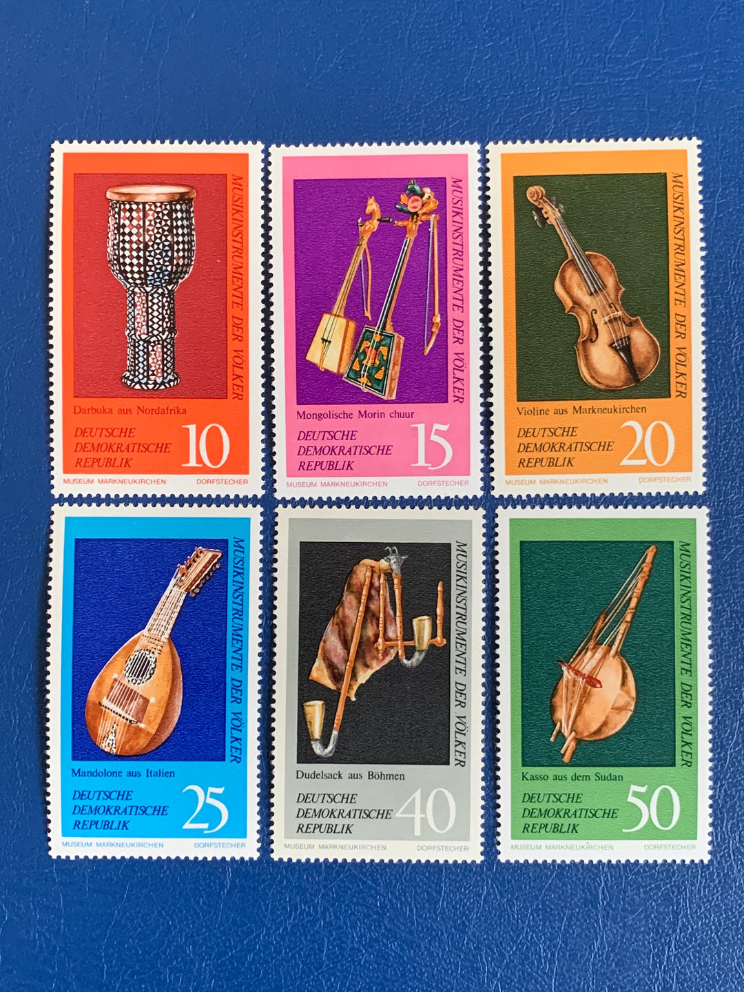 Germany (DDR) - Original Vintage Postage Stamps- 1971 Musical Instruments - for the collector, artist or crafter - scrapbooks, journals