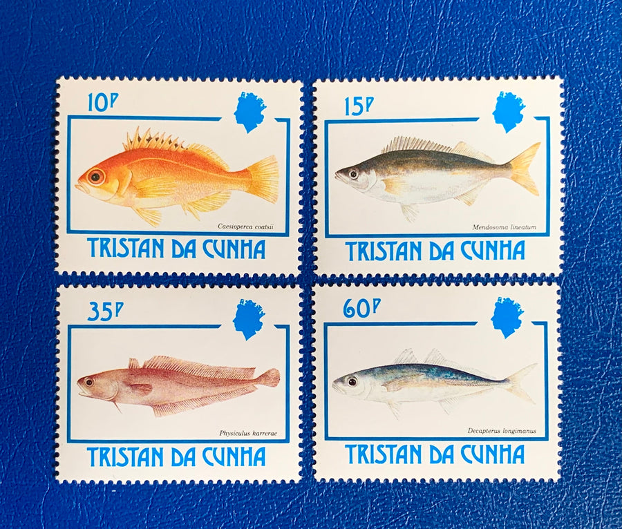 Tristan de Cunha - Original Vintage Postage Stamps - 1992 - Fish - for the collector, artist or crafter - scrapbooks, journals
