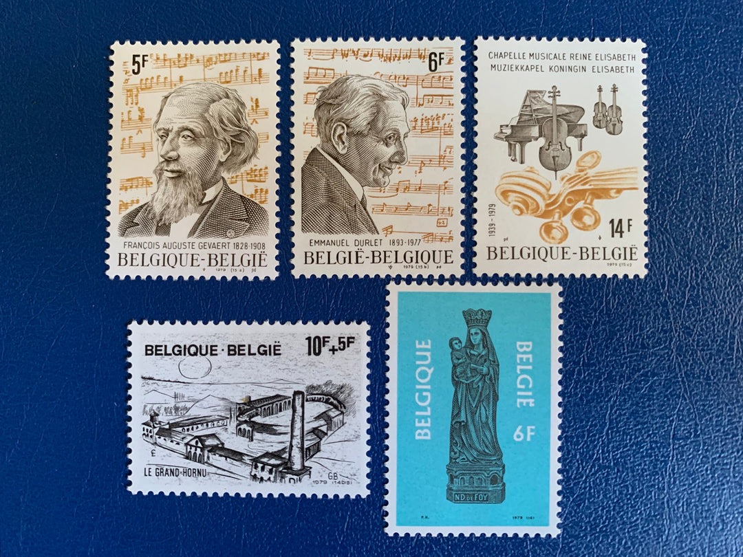 Belgium - Original Vintage Postage Stamps - 1979 Music, Historical Site, Madonna - for the collector, artist or crafter