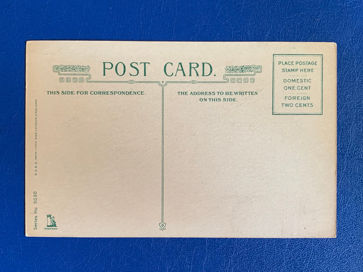 Vintage/Antique Birthday Greeting Postcard - Unused - Blue Floral Design and Poem