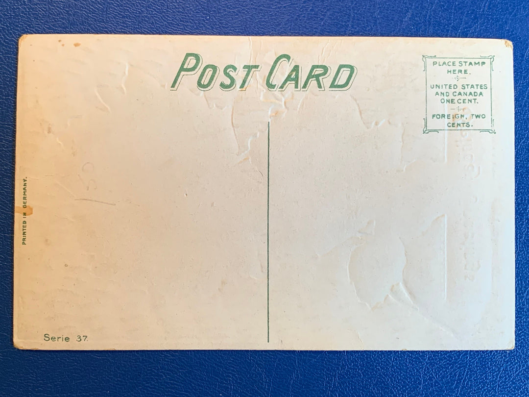 Vintage/Antique Birthday Greeting Postcard - Unused - Ornate Gold with Roses - 1920s