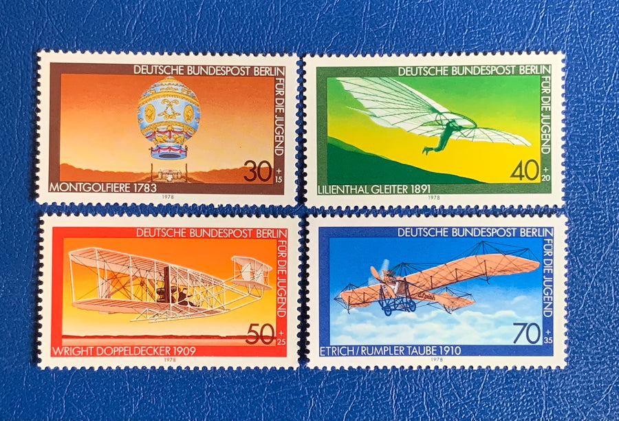 West Germany - Original Vintage Postage Stamps - Aviation History 1978 - for the collector, artist or crafter - scrapbooks, decoupage